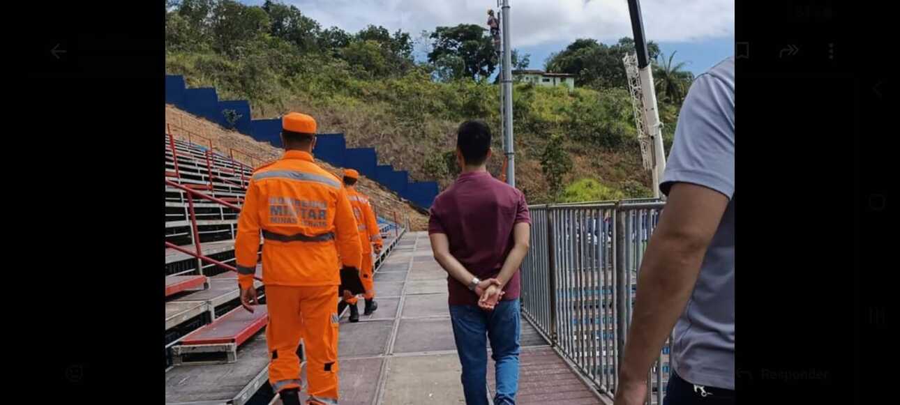 Representantes do Corpo de Bombeiros efetuaram vistoria na Arena Vera Cruz na manhã desta sexta (7)