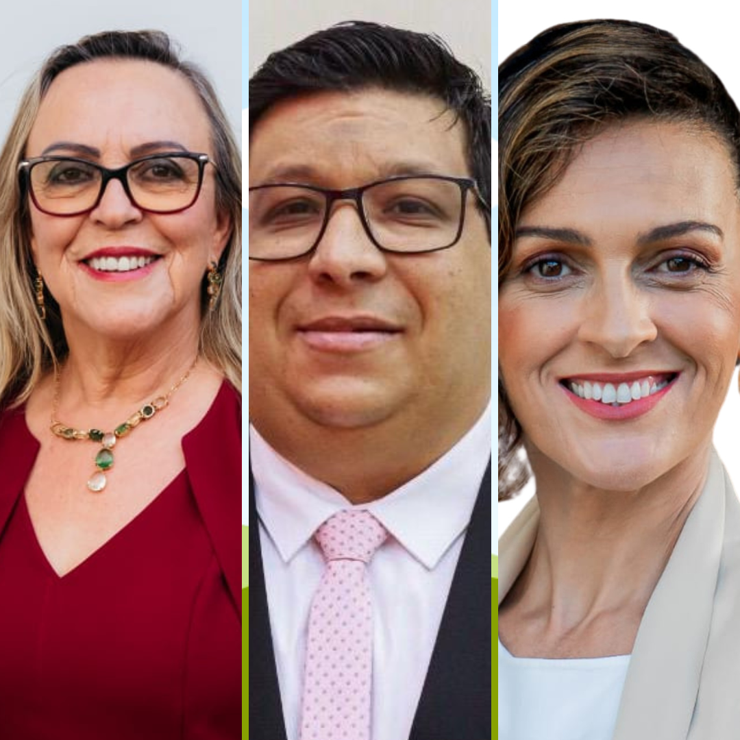 Erlinda Maria Silva, Hebert Siqueira e Rubiana Reis, candidatos à presidência das chapas que vão disputar a eleição da OAB Betim